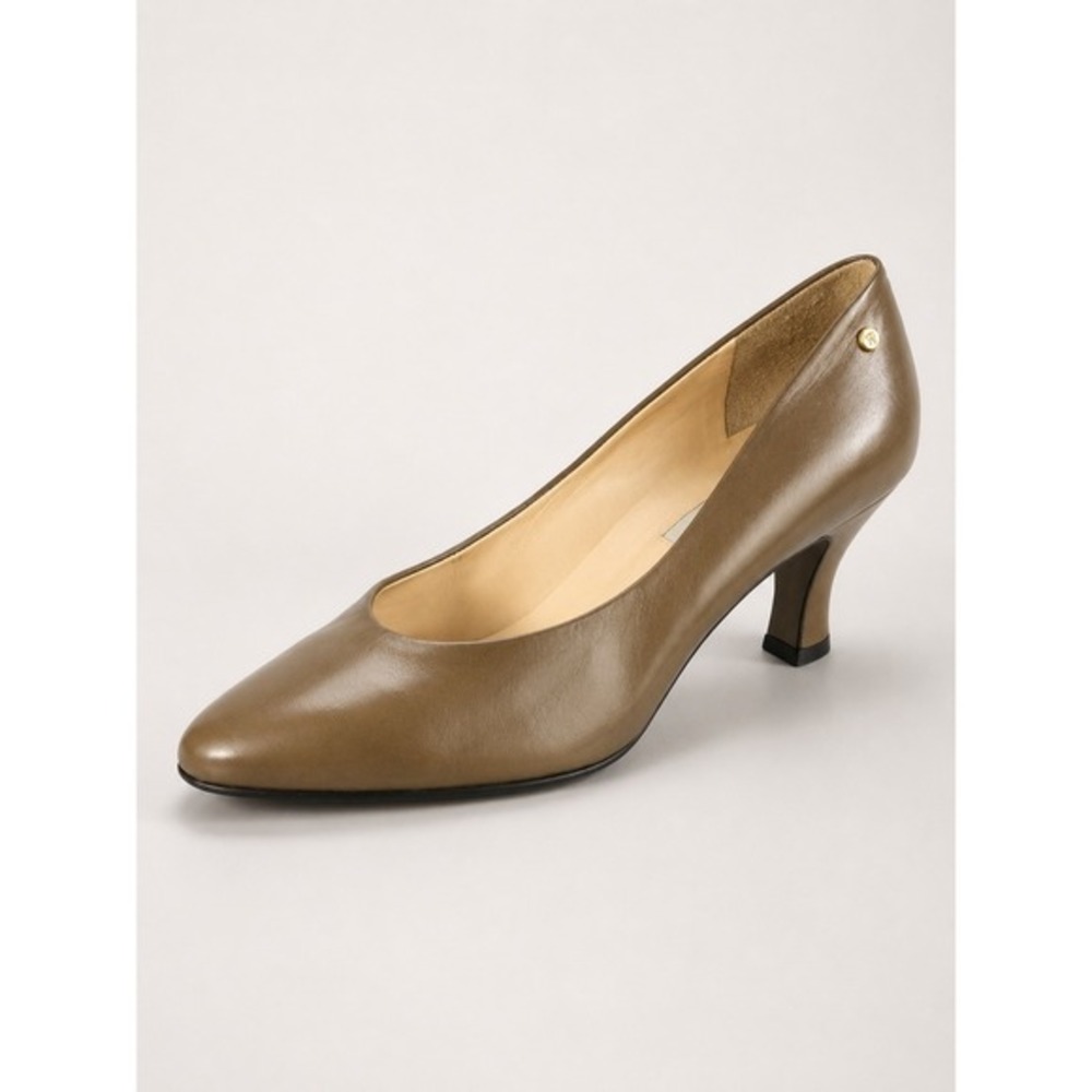 VTG Old‎ Money Etienne Aigner Leather Kitten Heel Pumps Size 8.5M Priscila Taupe